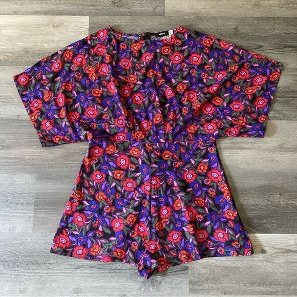 ASOS Romper Floral Red Purple Party Feminine Boho Size 6 - Picture 2 of 12